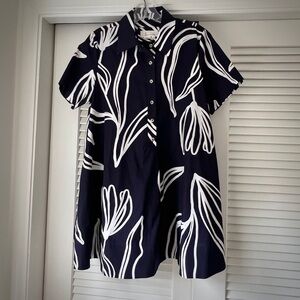 Anthropologie Pollie Mini Swing Tunic Dress. Size small petite.  Navy and White